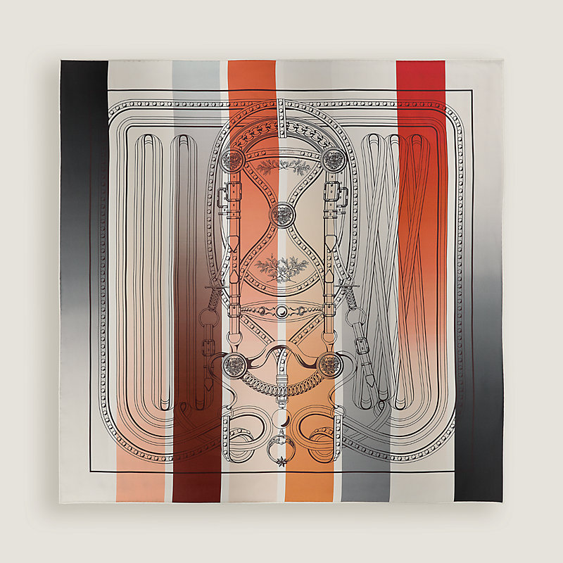 Grand Tralala double face scarf 90 - Brown | Hermès USA Grand Tralala double face scarf 90 - Brown | Hermès USA